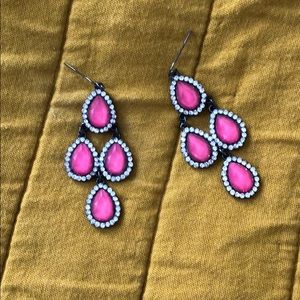 Bright pink chandelier earrings